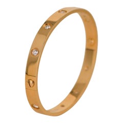 Cartier Love Bracelet 10 Diamonds Yellow Gold Size 18