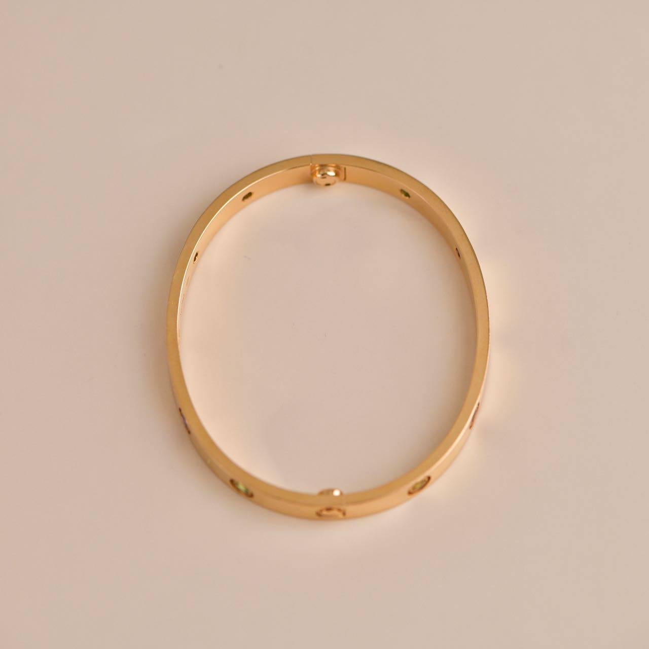 Cartier Love Bracelet 10 Multi Gemstone Rose Gold Size 17 2