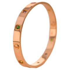 Cartier Love Bracelet 10 Multi Gemstone Rose Gold Size 17