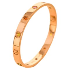 Cartier Love Bracelet 10 Multi Gemstone Rose Gold Size 17