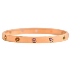 Cartier Love Bracelet 10 Multi Gemstone Rose Gold Size 18