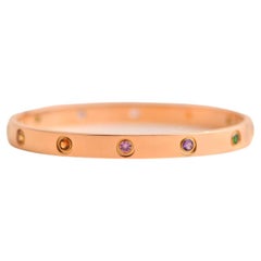 Cartier Love Bracelet 10 Multi Gemstone Rose Gold Size 18