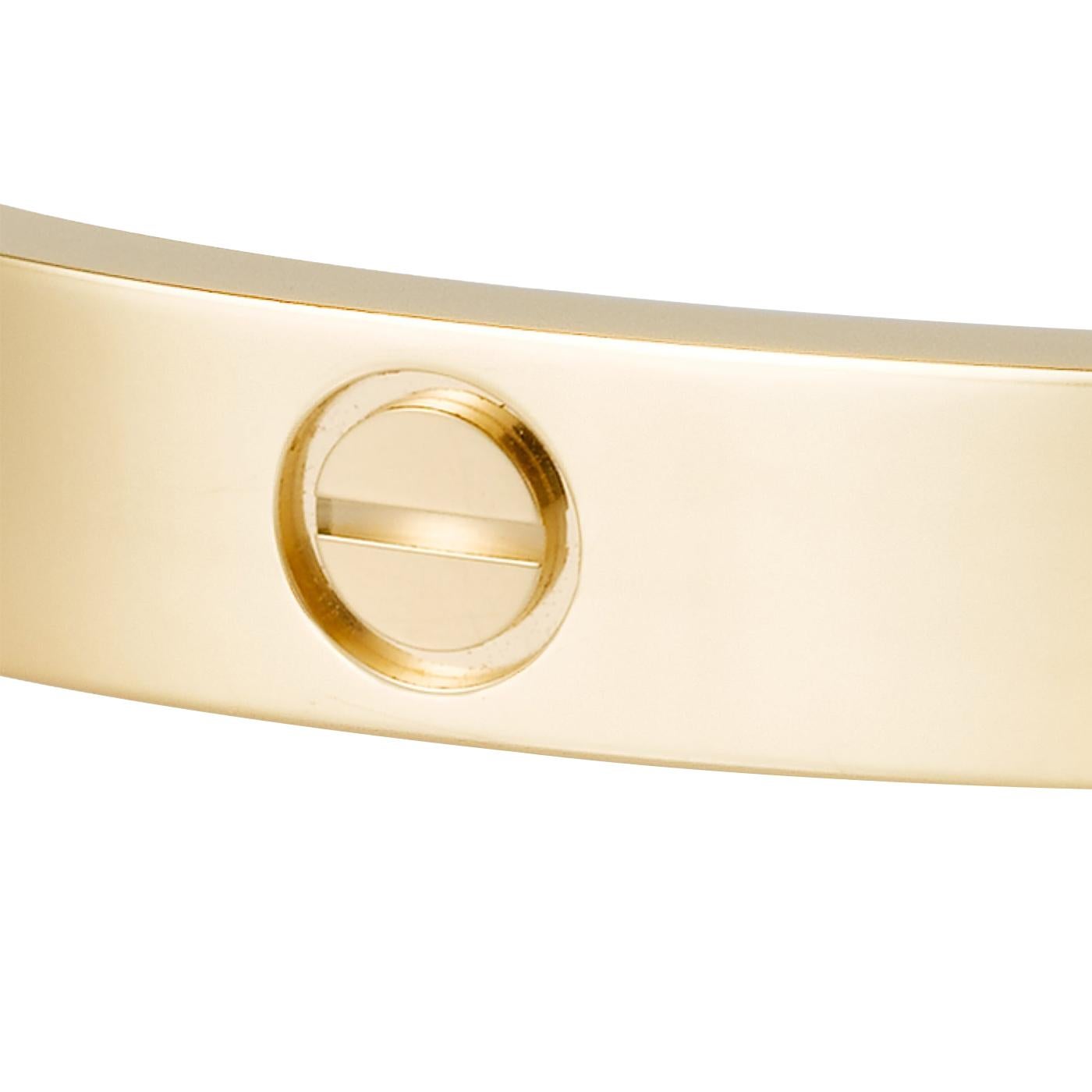 Women's Cartier Love Bracelet 17 Size 18K Yellow Gold Bangle For Sale