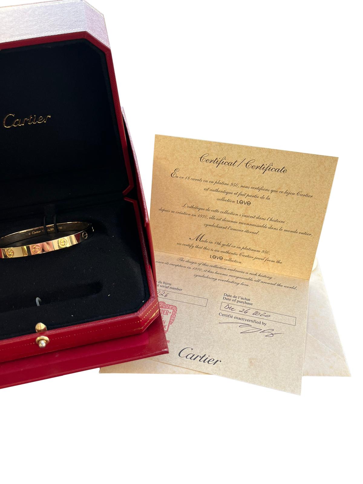 Cartier Love Bracelet 17 Size 18K Yellow Gold Bangle For Sale 2