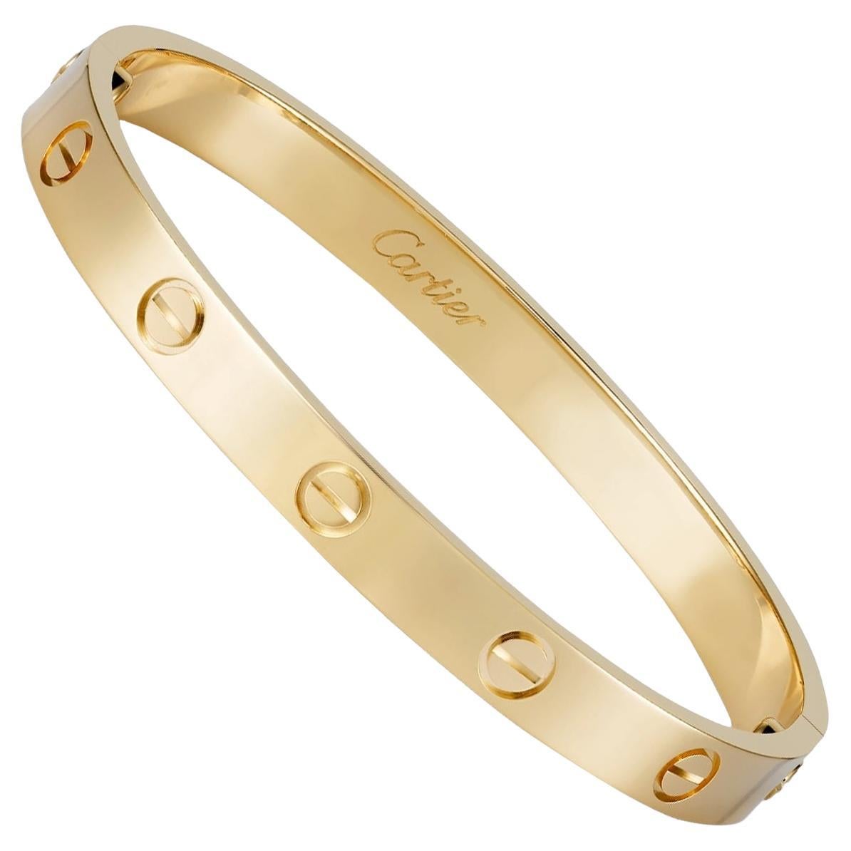 Cartier Love Bracelet 17 Size 18K Yellow Gold Bangle For Sale