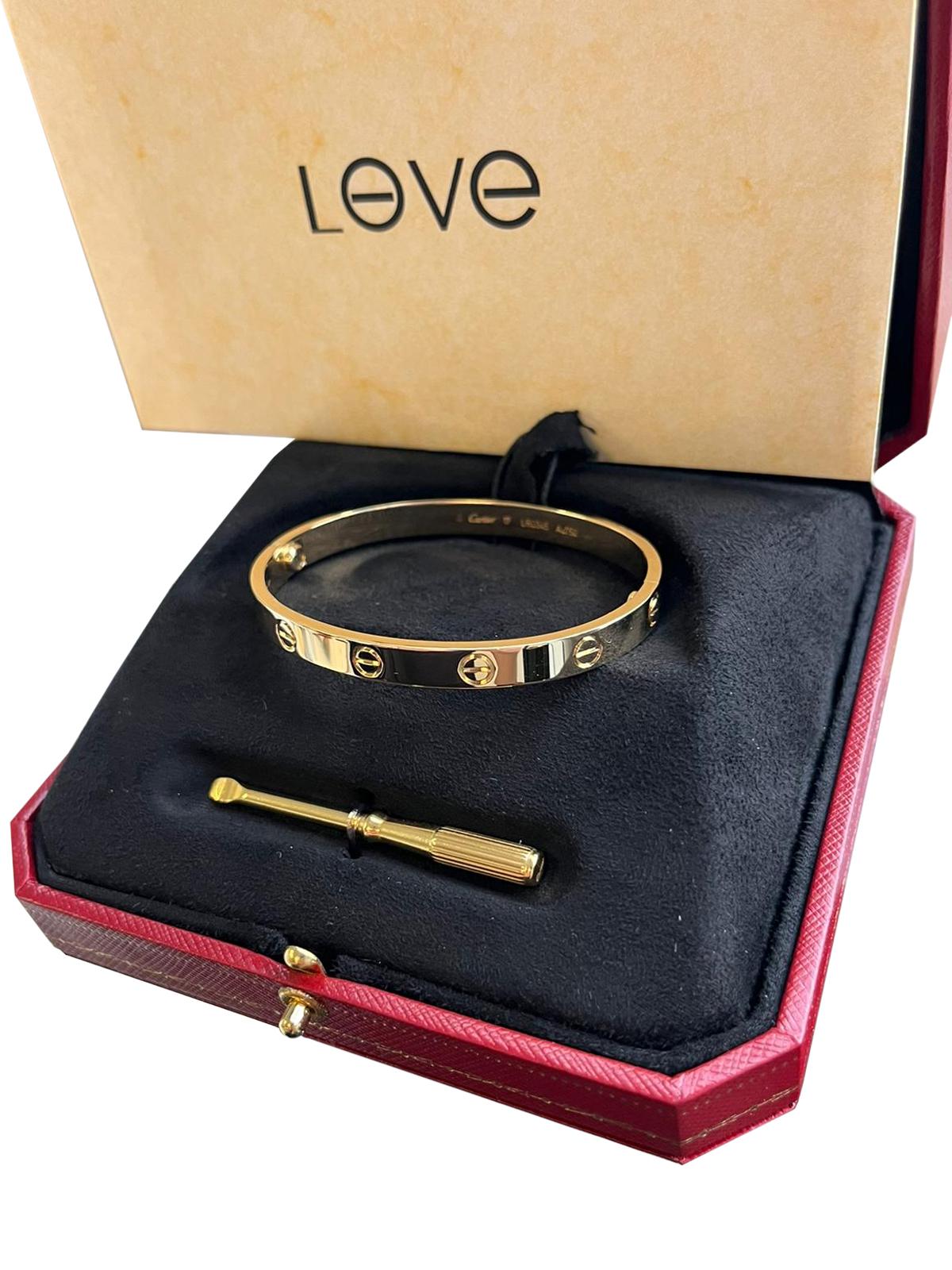 Cartier Bracelet Love de 17 tailles en or jaune 18 carats avec tournevis 2