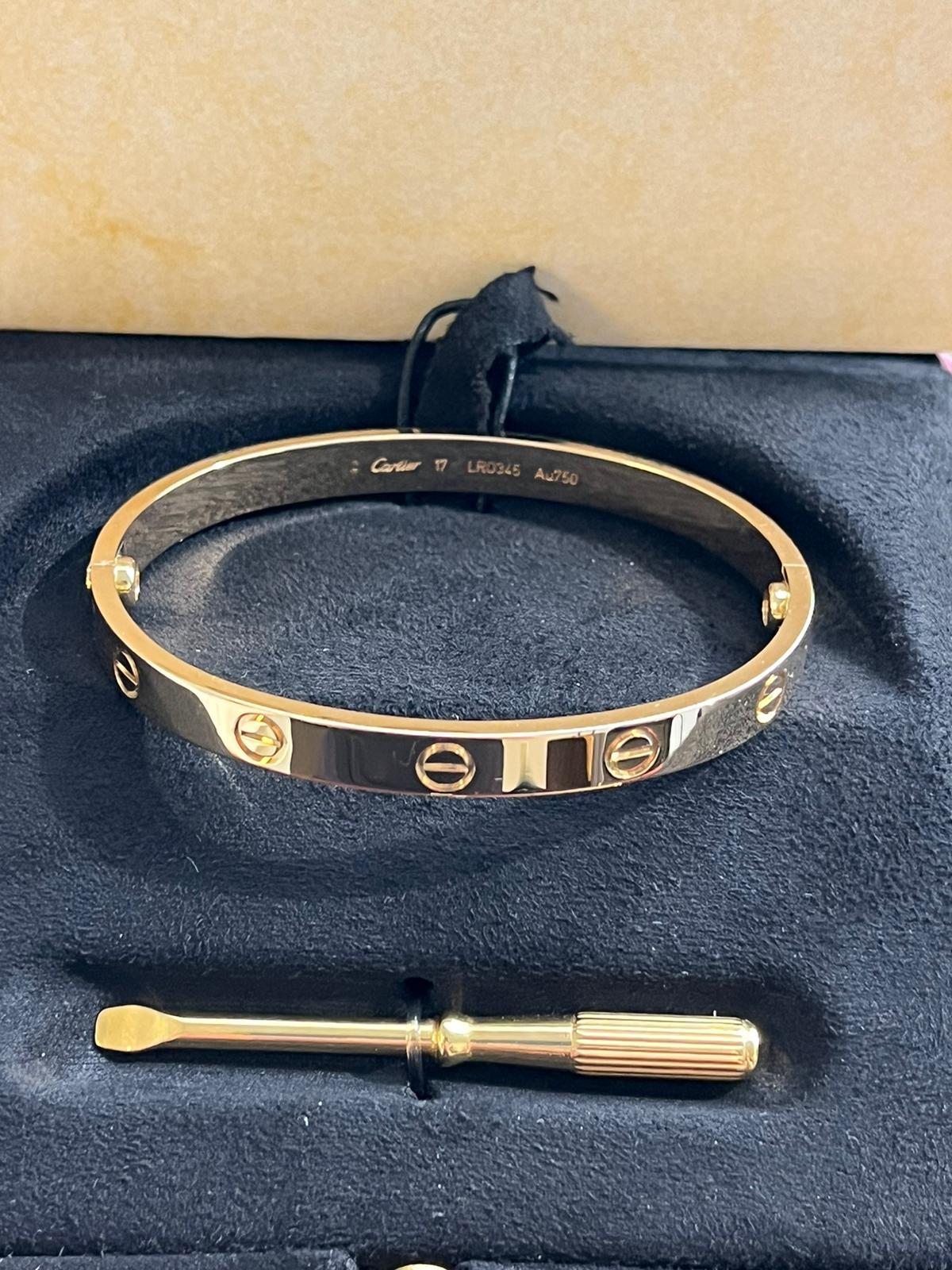 Cartier Love Bracelet 17 Size 18K Yellow Gold with Screwdriver 3