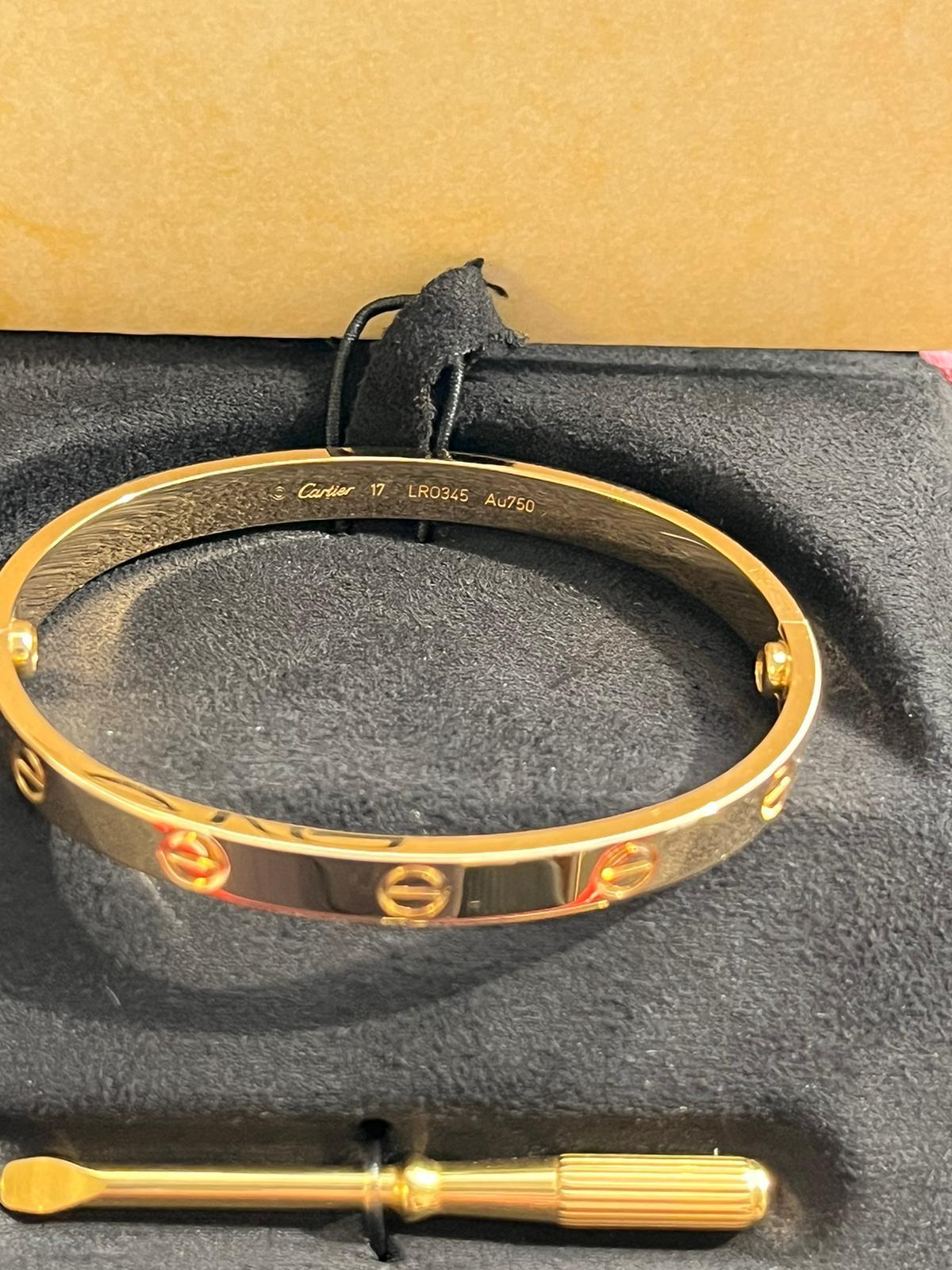 Cartier Love Bracelet 17 Size 18K Yellow Gold with Screwdriver 4