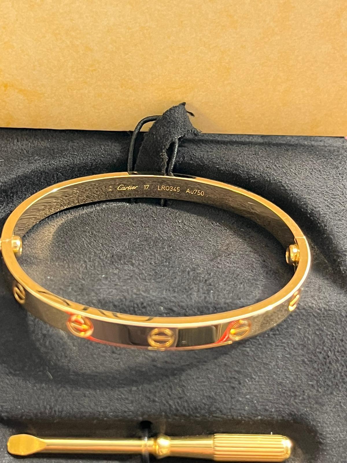 Cartier Bracelet Love de 17 tailles en or jaune 18 carats avec tournevis 5