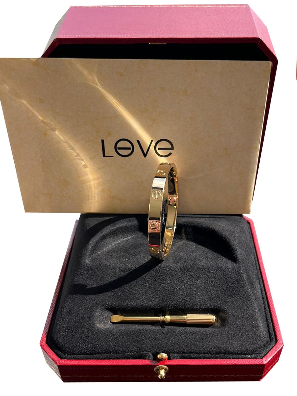 Women's Cartier Love Bracelet 17 Size 18K Yellow Gold with Screwdriver