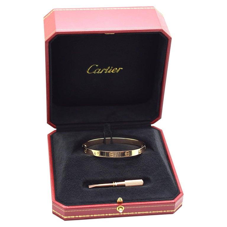 Cartier Love Bracelet 18 Karat Rose Gold In Good Condition In MIAMI, FL