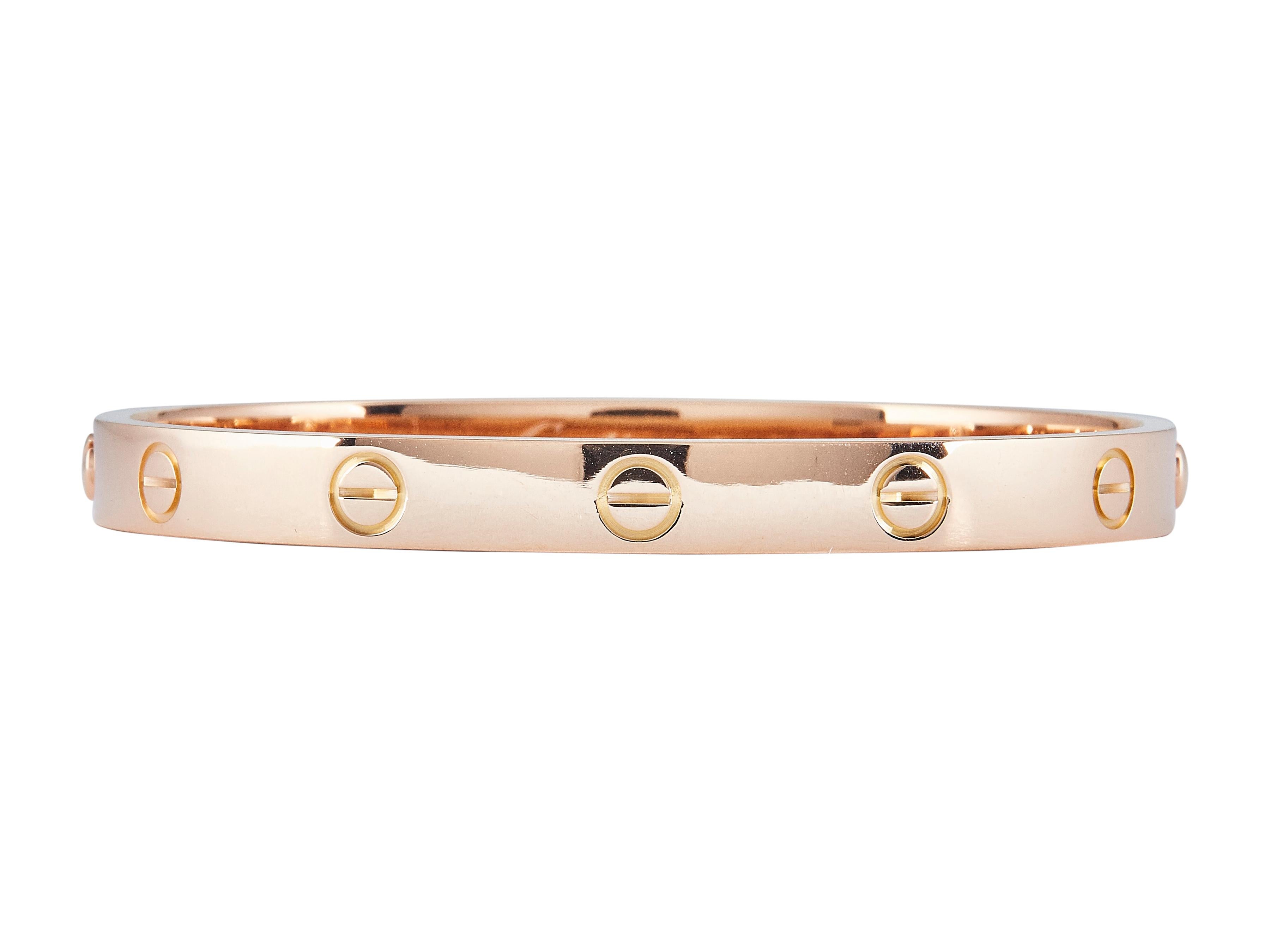 Cartier Love Armband 18K Rose Gold Classic Model Nr. 17 im Zustand „Hervorragend“ im Angebot in New York, NY