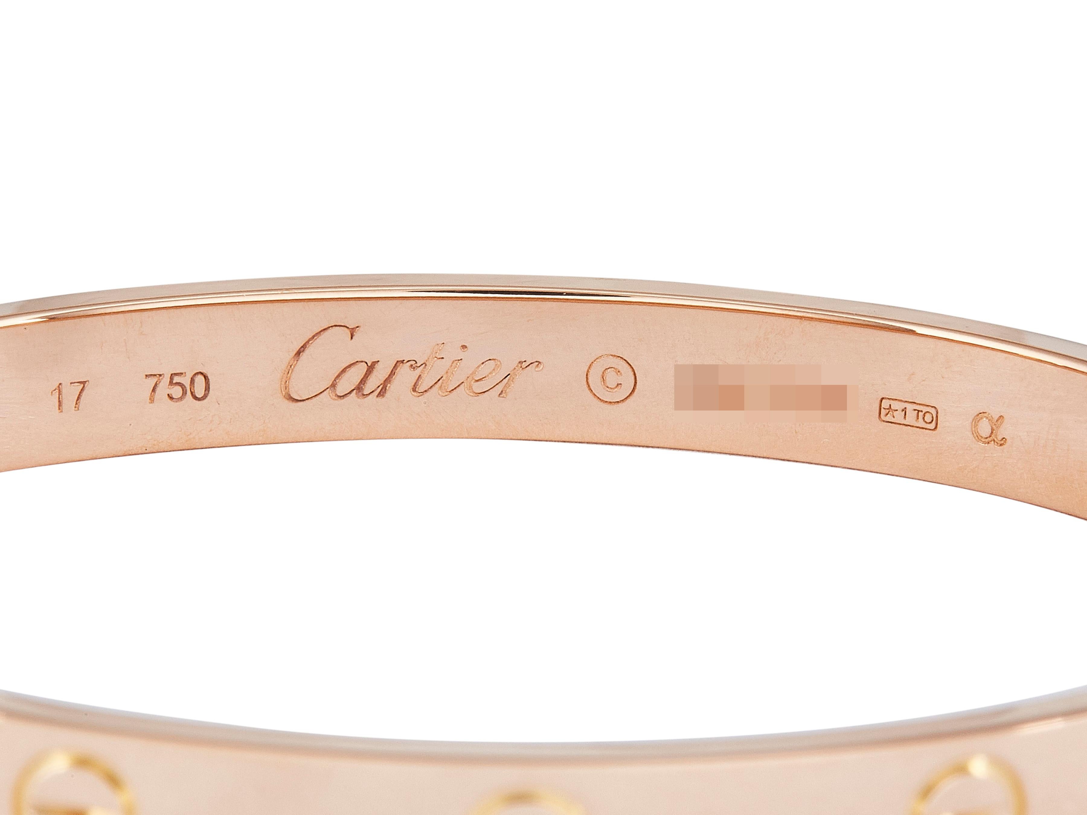 Cartier Love Armband 18K Rose Gold Classic Model Nr. 17 im Angebot 1