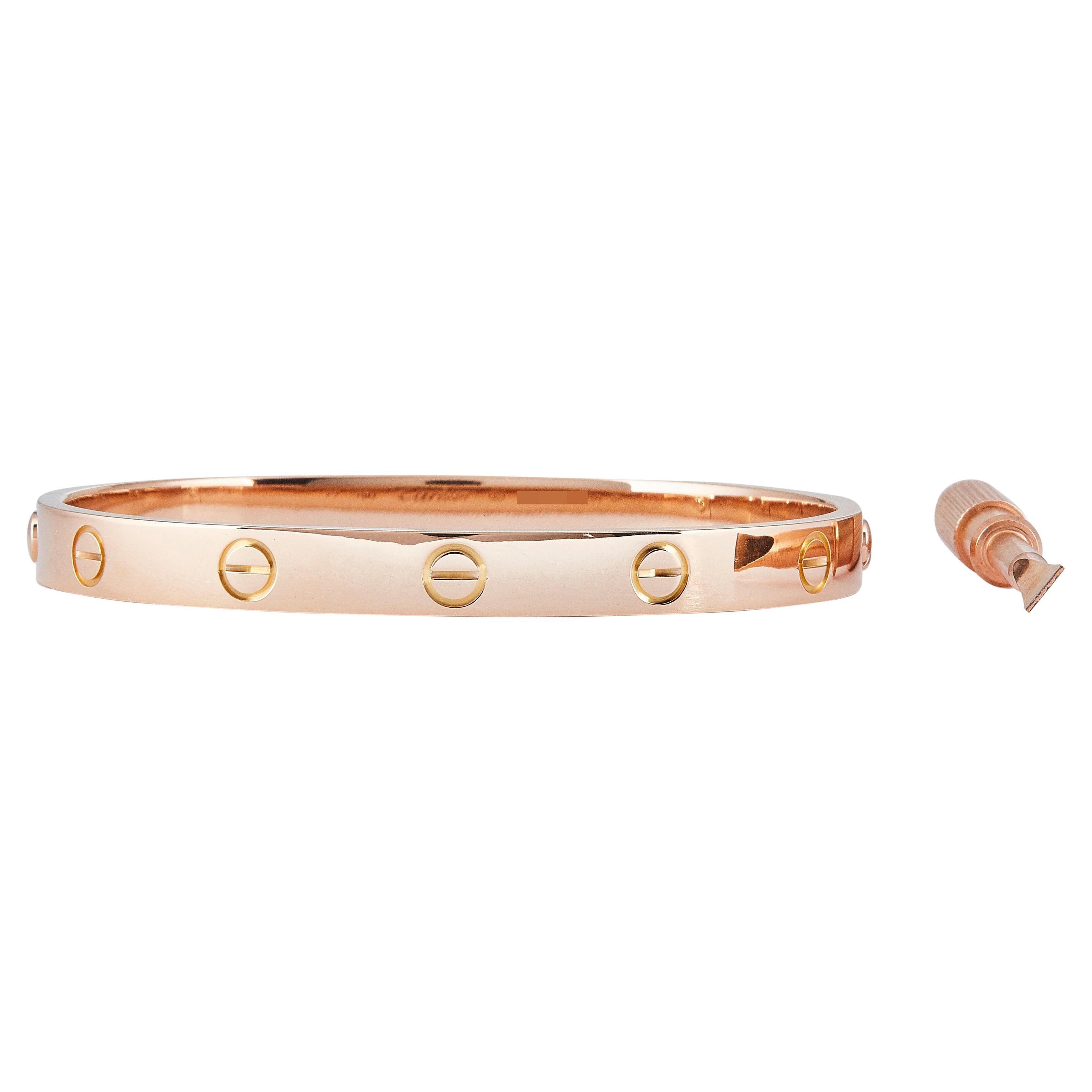 Cartier Love Bracelet 18K Rose Gold Classic Model Size 17