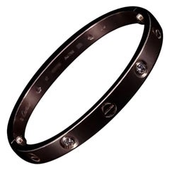 Cartier Love Bracelet, 18K Rose Gold, 4 Diamonds, Size 17, 0.42ct