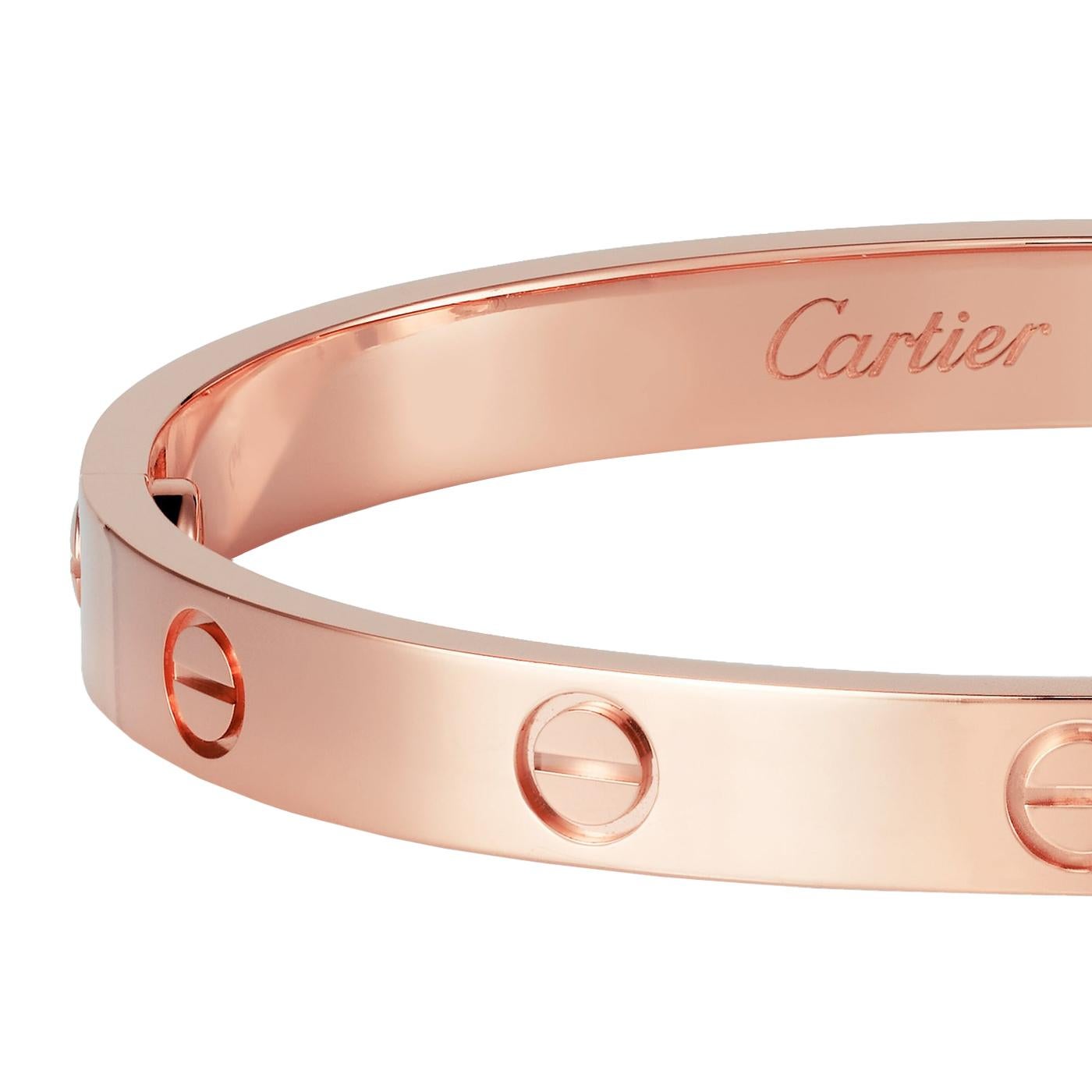 Cartier Love Armreif aus 18 Karat Roségold mit Schraubenzieher, Größe 17 Damen im Angebot