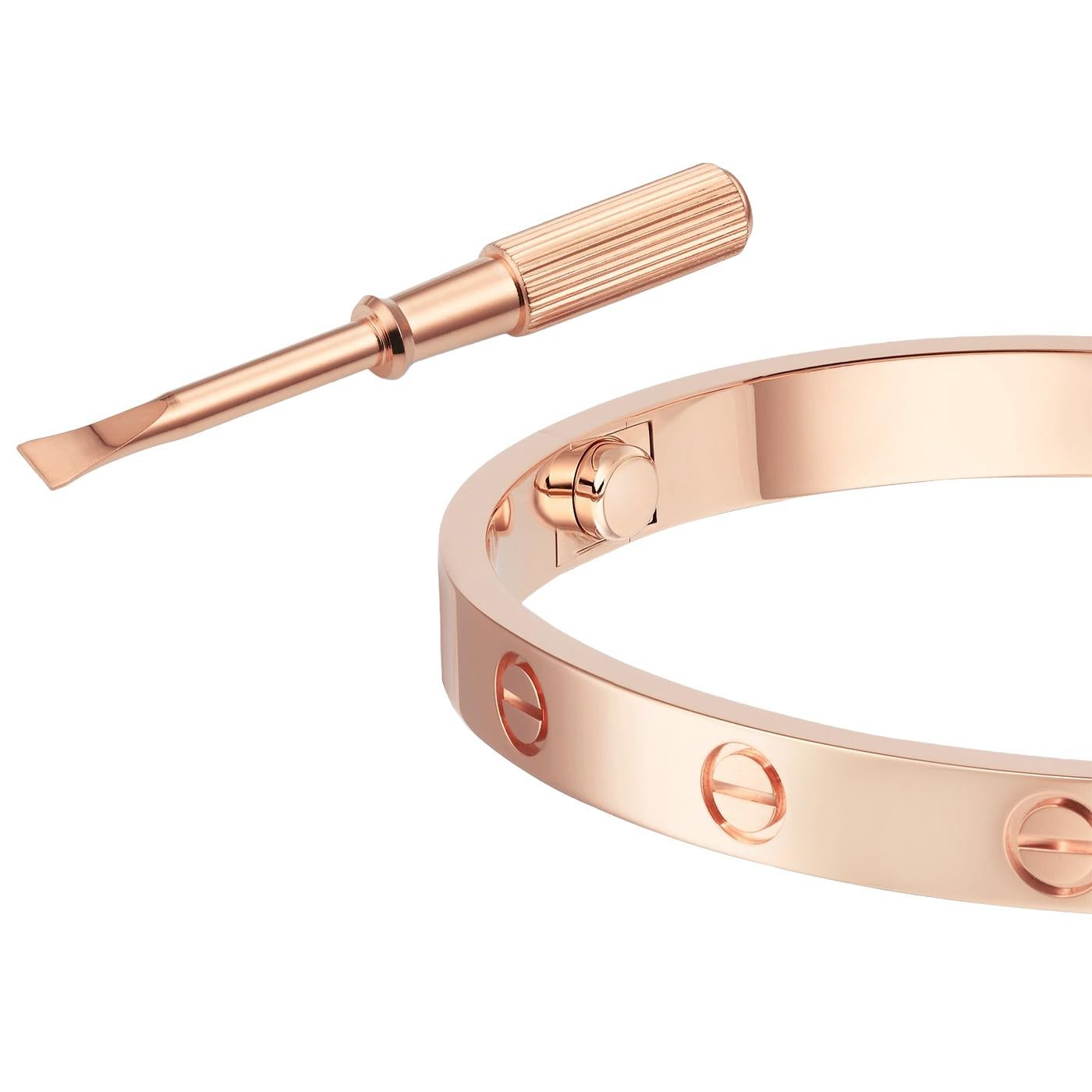 Cartier Love Bracelet 18K Rose Gold Bangle Size 17 with Screwdriver For Sale at 1stDibs cartier rose gold bangle cartier love bracelet rose gold cartier bangle price