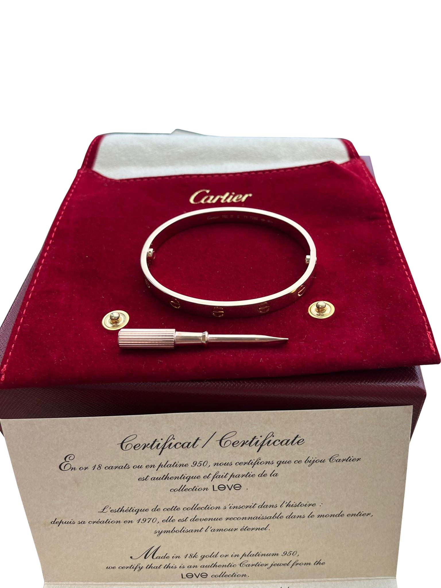 Cartier Love Armreif aus 18 Karat Roségold mit Schraubenzieher, Größe 17 im Angebot 3