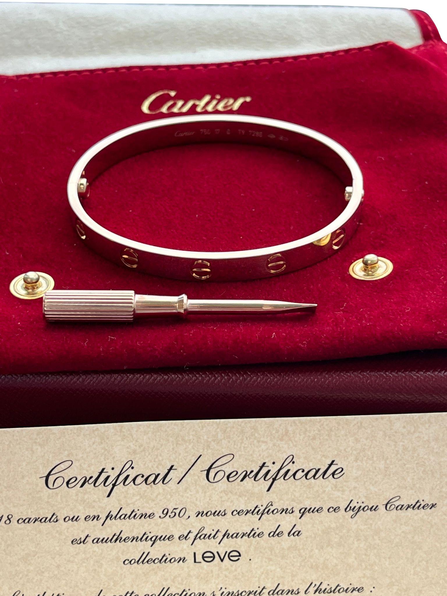 Cartier Love Armreif aus 18 Karat Roségold mit Schraubenzieher, Größe 17 im Angebot 4