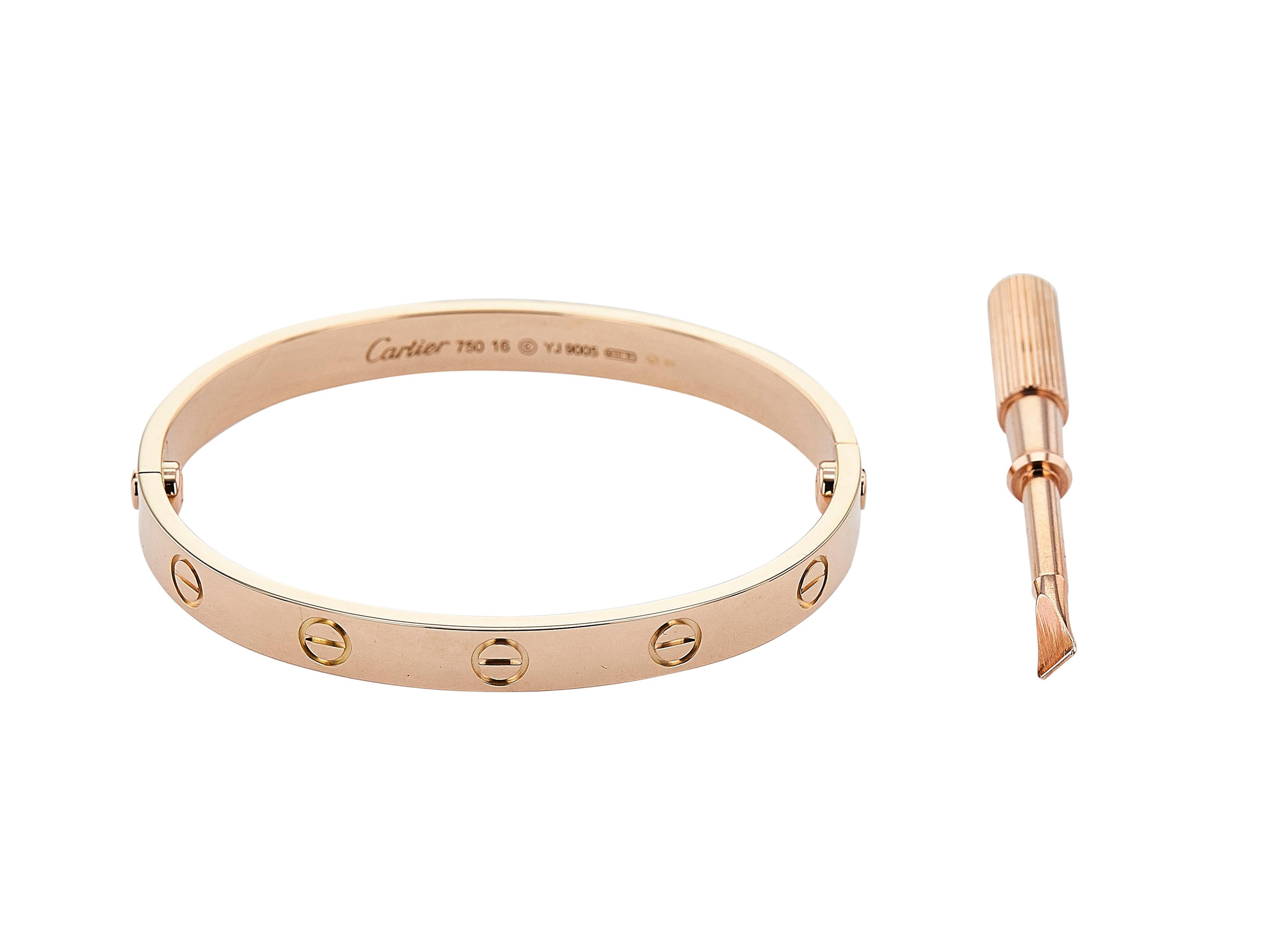 Cartier Love Armband 18K Rose Gold Größe 16 Classic Modell im Zustand „Hervorragend“ im Angebot in New York, NY