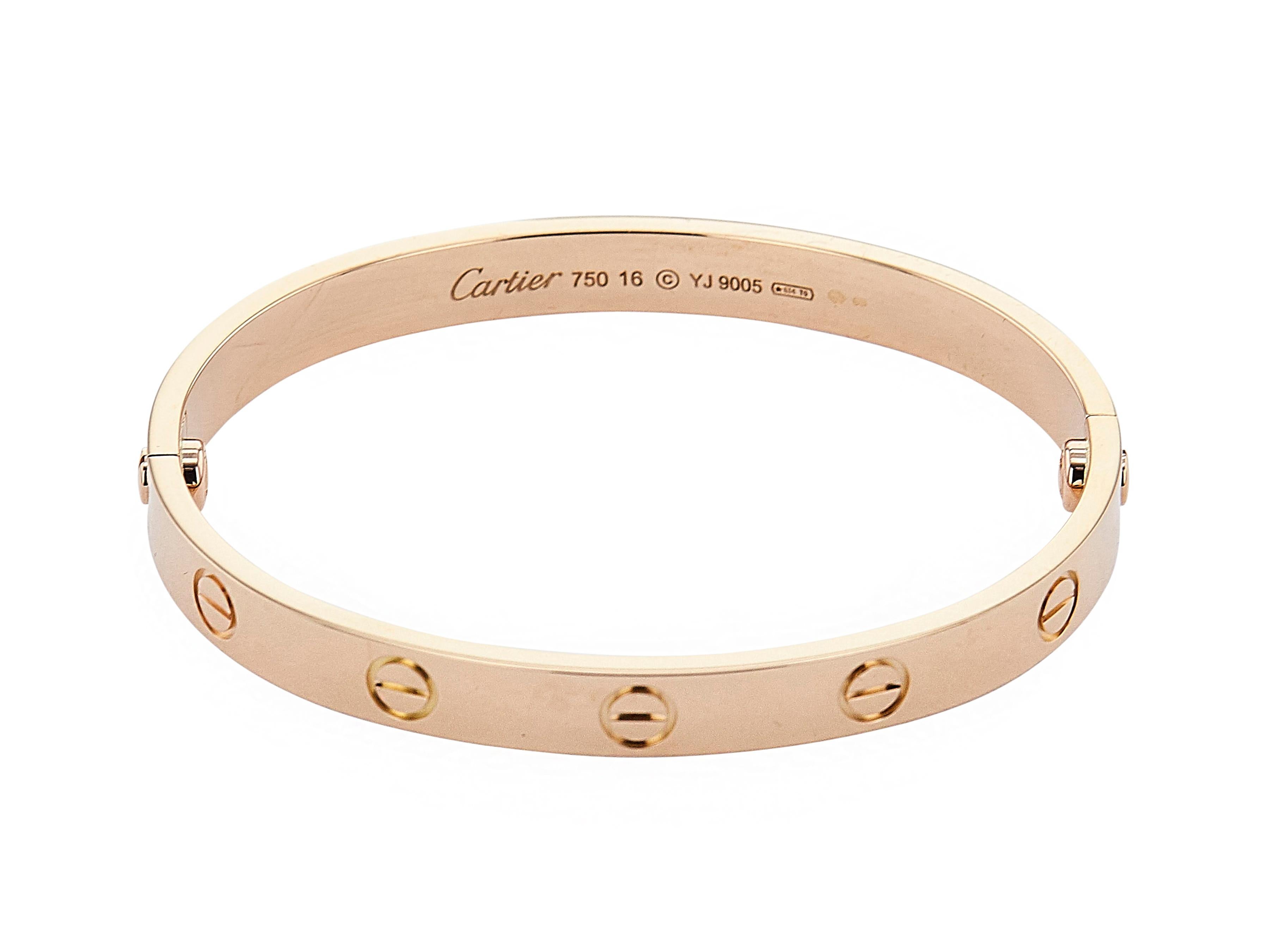 Cartier Love Armband 18K Rose Gold Größe 16 Classic Modell für Damen oder Herren im Angebot