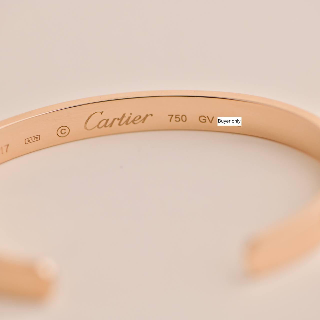 Women's or Men's Cartier Love Bracelet 18K Rose Gold Size 17