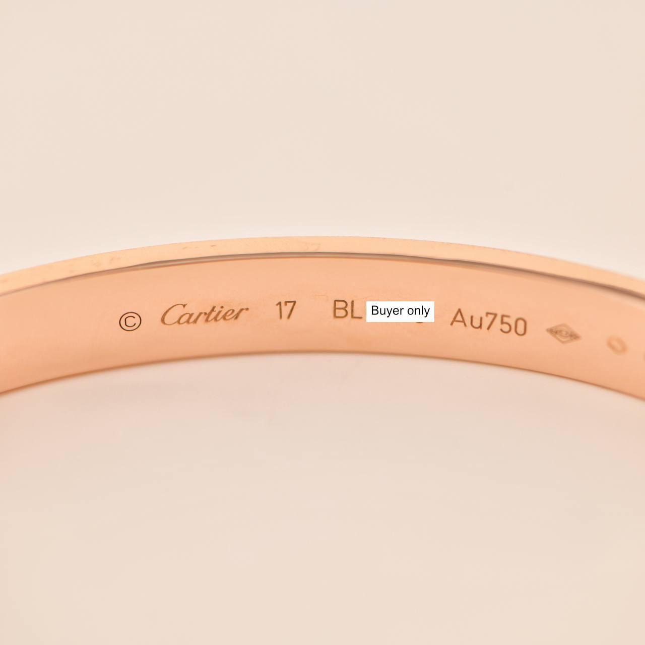 Cartier Love Bracelet 18K Rose Gold Size 17 In Excellent Condition In Banbury, GB