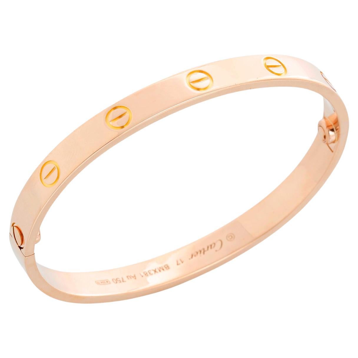 Bracelet Love de Cartier en or rose 18k Taille 17 en vente