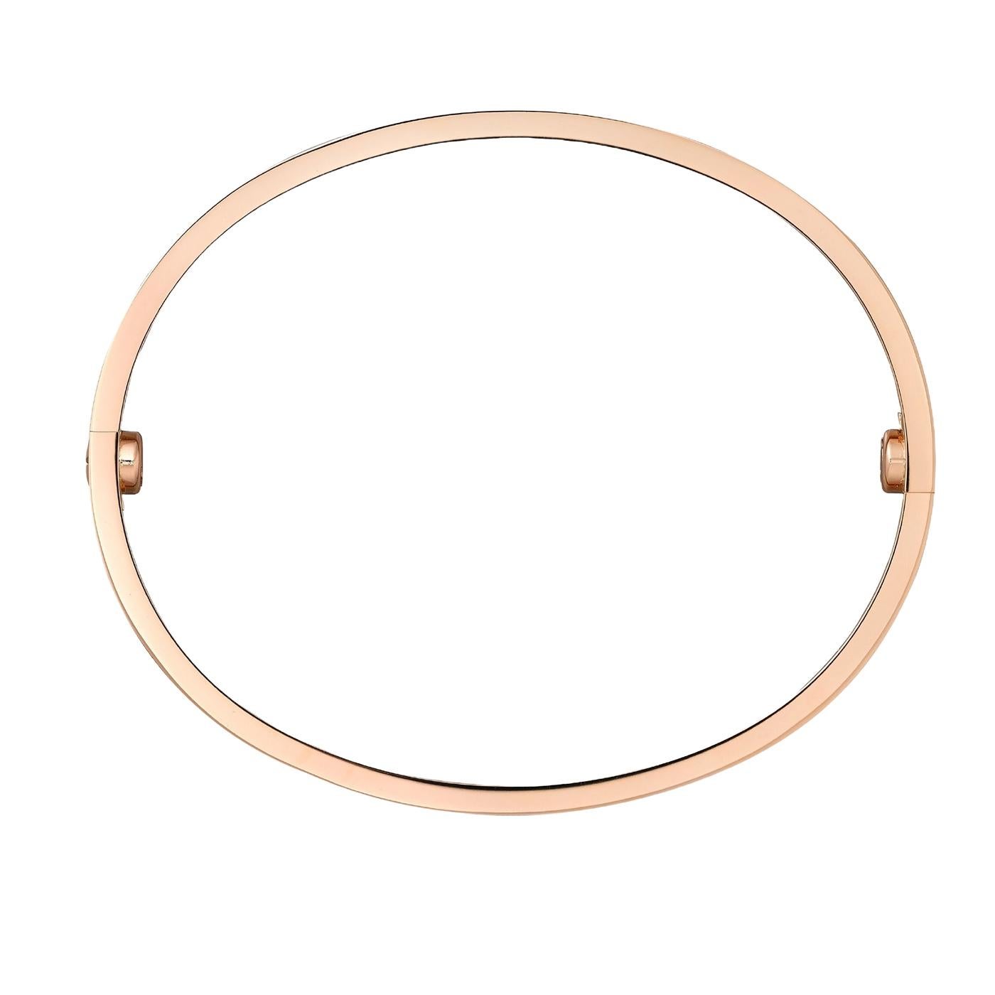 Cartier Love Bracelet 18K Rose Gold Size 17 With Screwdriver Bangle For Sale 1