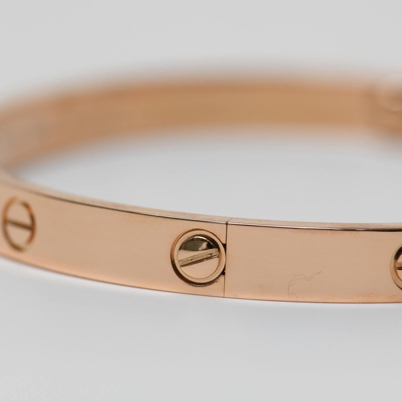 Cartier Bracelet Love en or rose 18 carats, taille 20 Excellent état - En vente à Banbury, GB