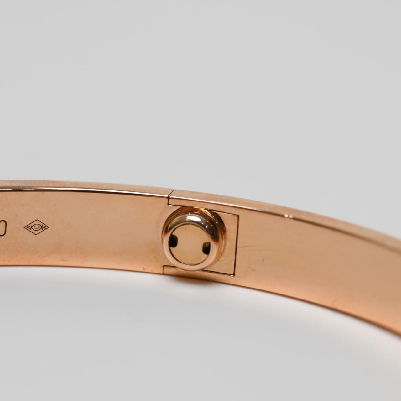 Cartier Bracelet Love en or rose 18 carats, taille 20 Unisexe en vente