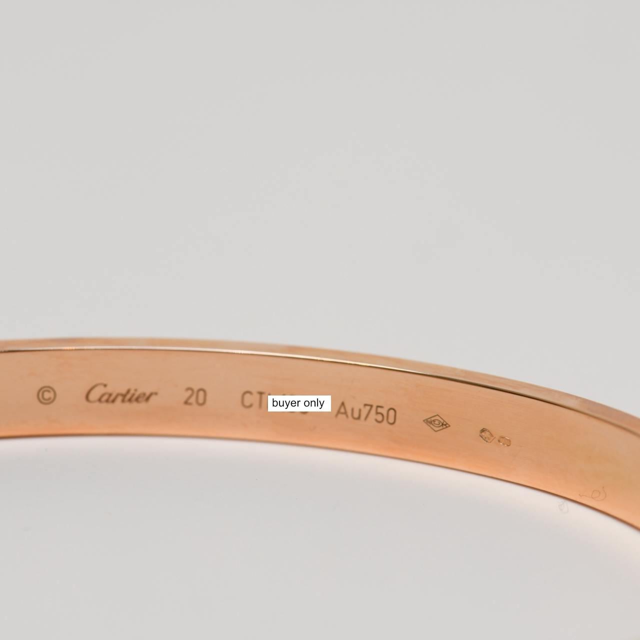Cartier Bracelet Love en or rose 18 carats, taille 20 en vente 2