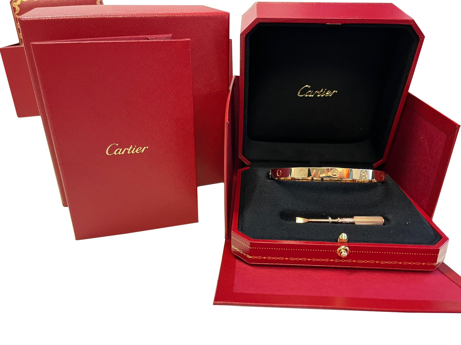 Cartier Love Bracelet 18k Rose Gold with Screwdriver For Sale 2