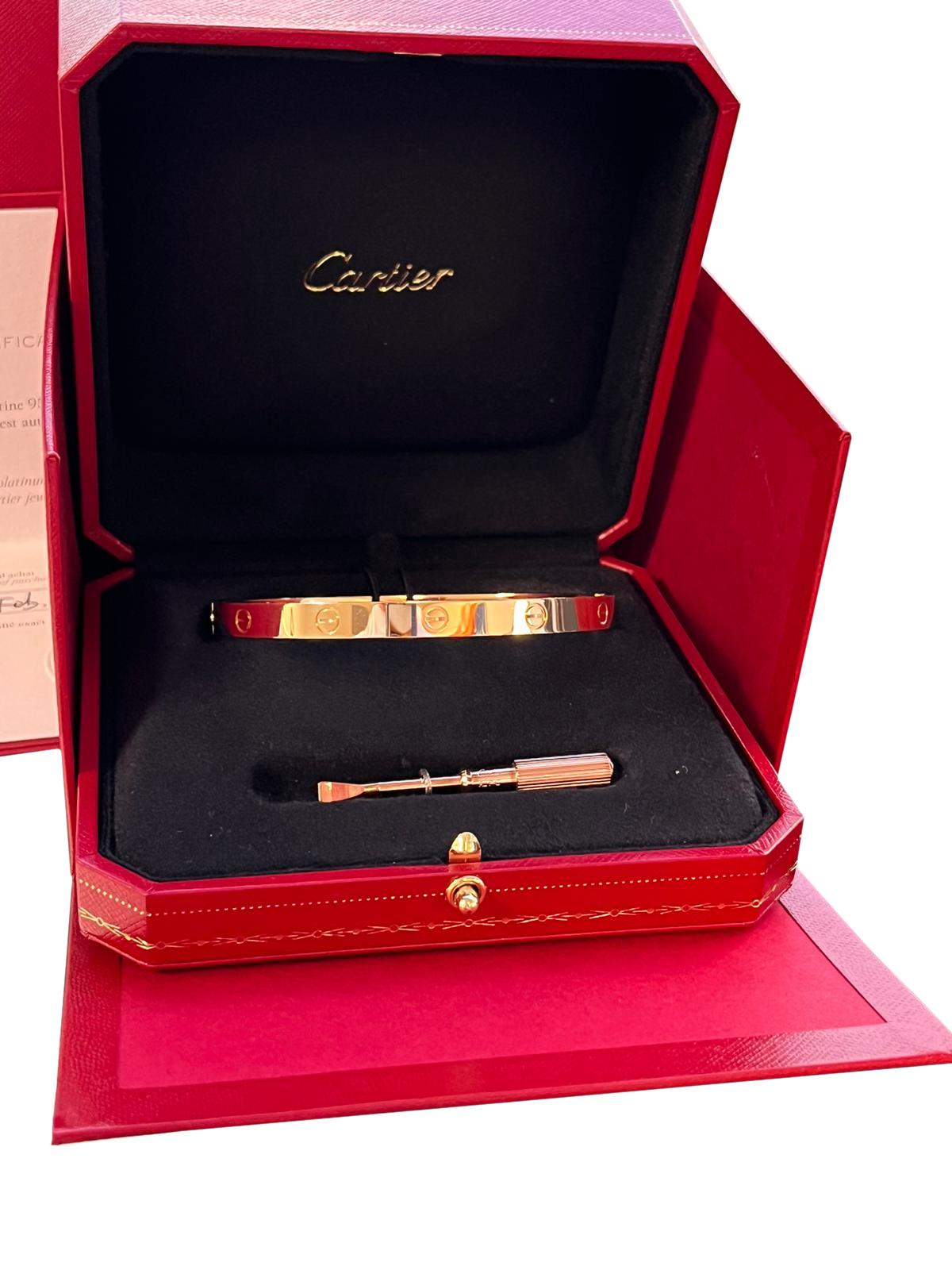 Women's or Men's Cartier Love Bracelet 18k Rose Gold with Screwdriver For Sale
