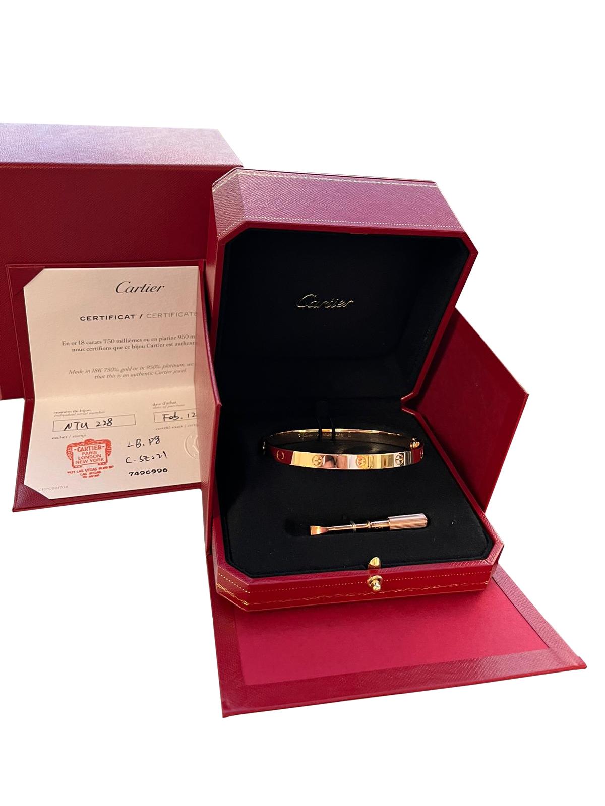 Cartier Bracelet Love en or rose 18 carats taille 21 avec tournevis en vente 1