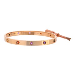 Cartier Love Bracelet 18K Rose Gold with Multi-Color Sapphires – Size 19, Cert