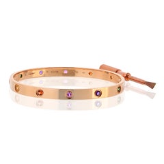 Cartier Pulsera Amor Oro Rosa 18K con Zafiros Multicolor - Talla 19, Cert