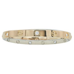 Bracciale Cartier Love in oro rosa e bianco 18 carati con diamanti, modello doppio, misura 16