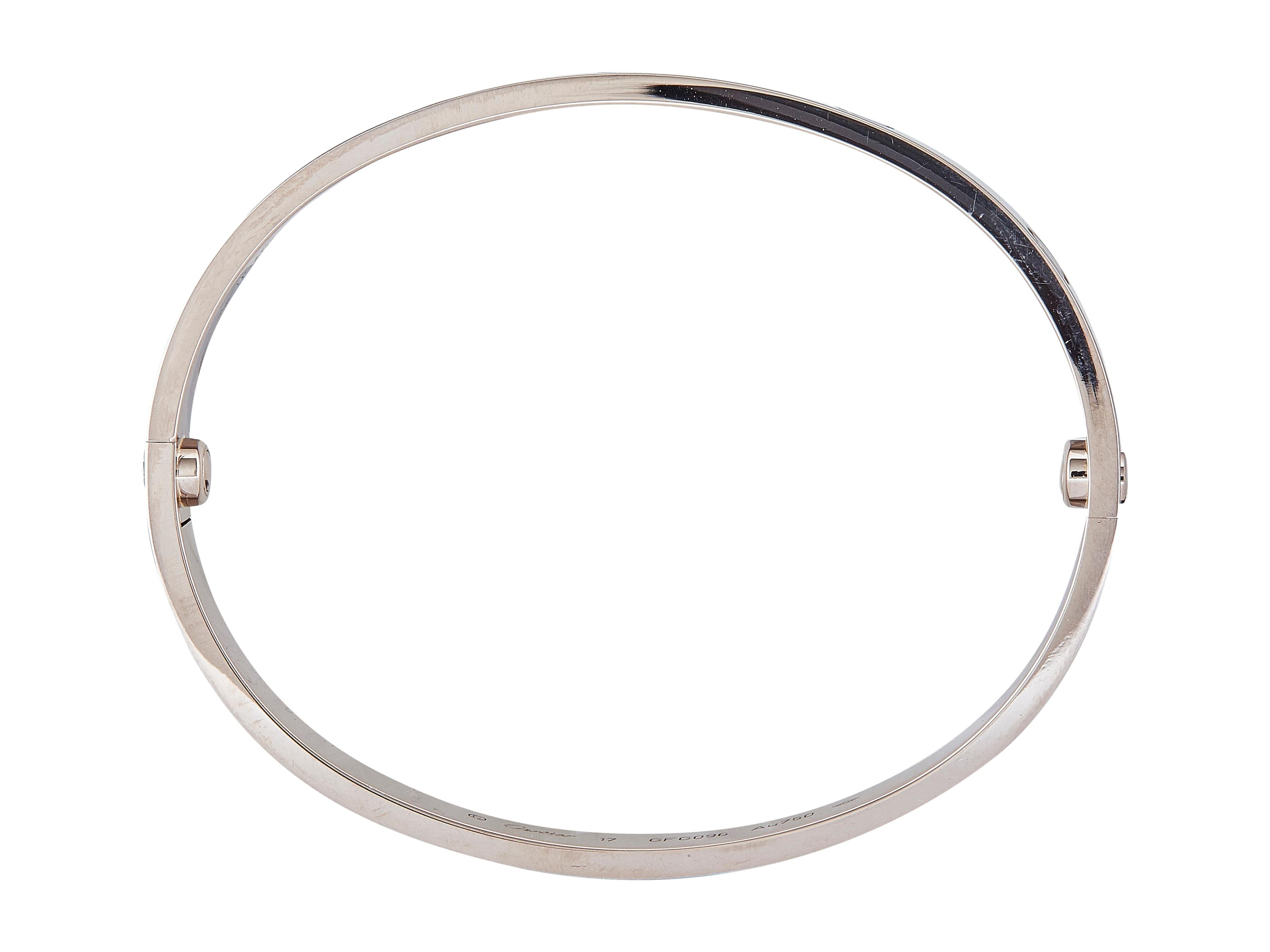 Pulsera Cartier Love Oro Blanco 18K Modelo Clásico Talla 17 en Excelente estado para la venta en New York, NY
