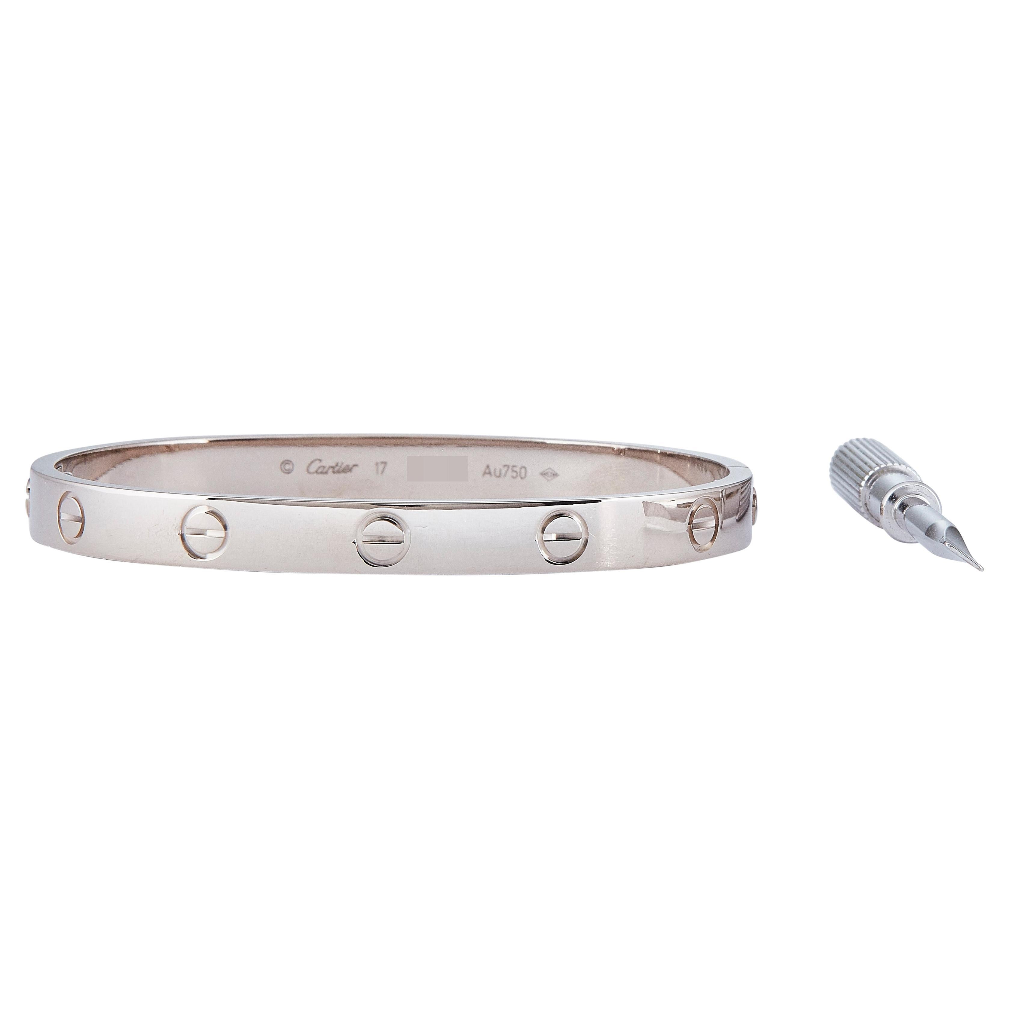 Cartier Love Bracelet 18K White Gold Classic Model Size 17