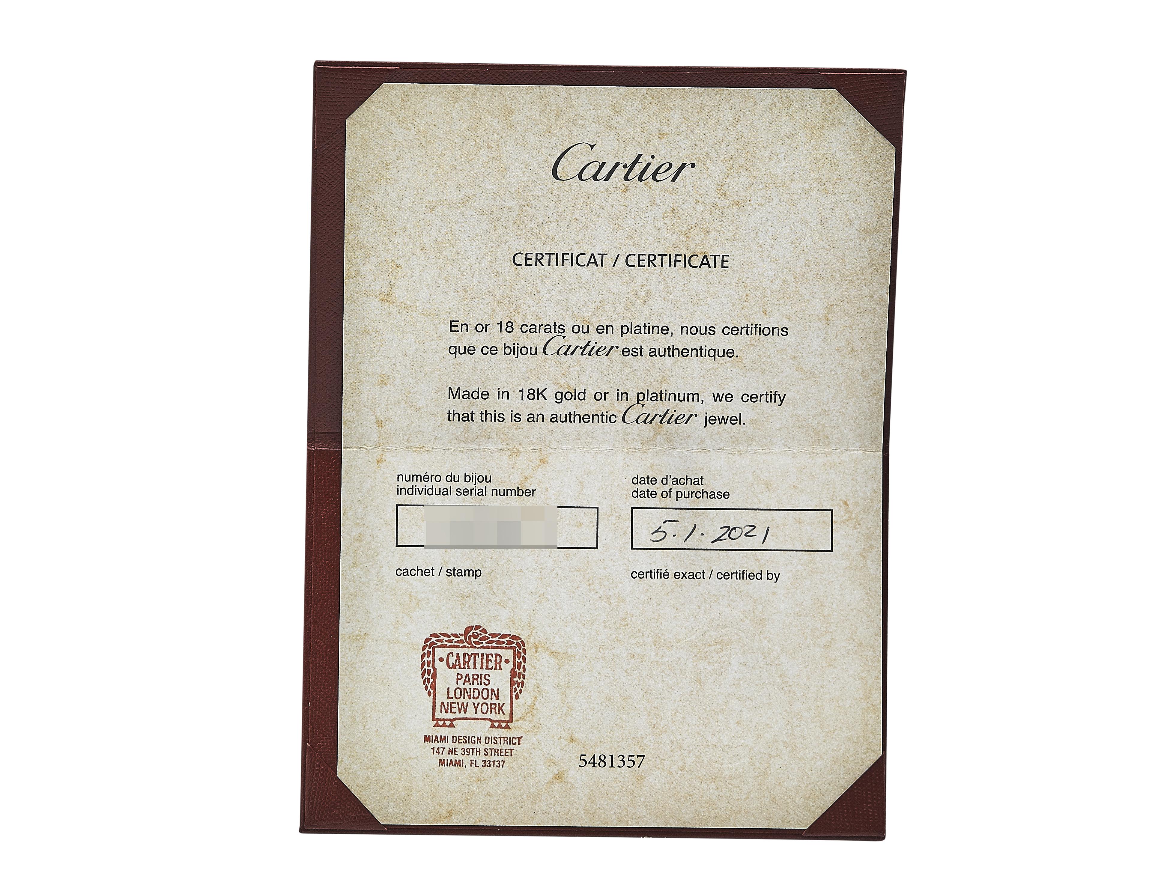 Cartier Bracciale dell'Amore 18K WG Modello Classico Misura 19 In condizioni ottime in vendita a New York, NY
