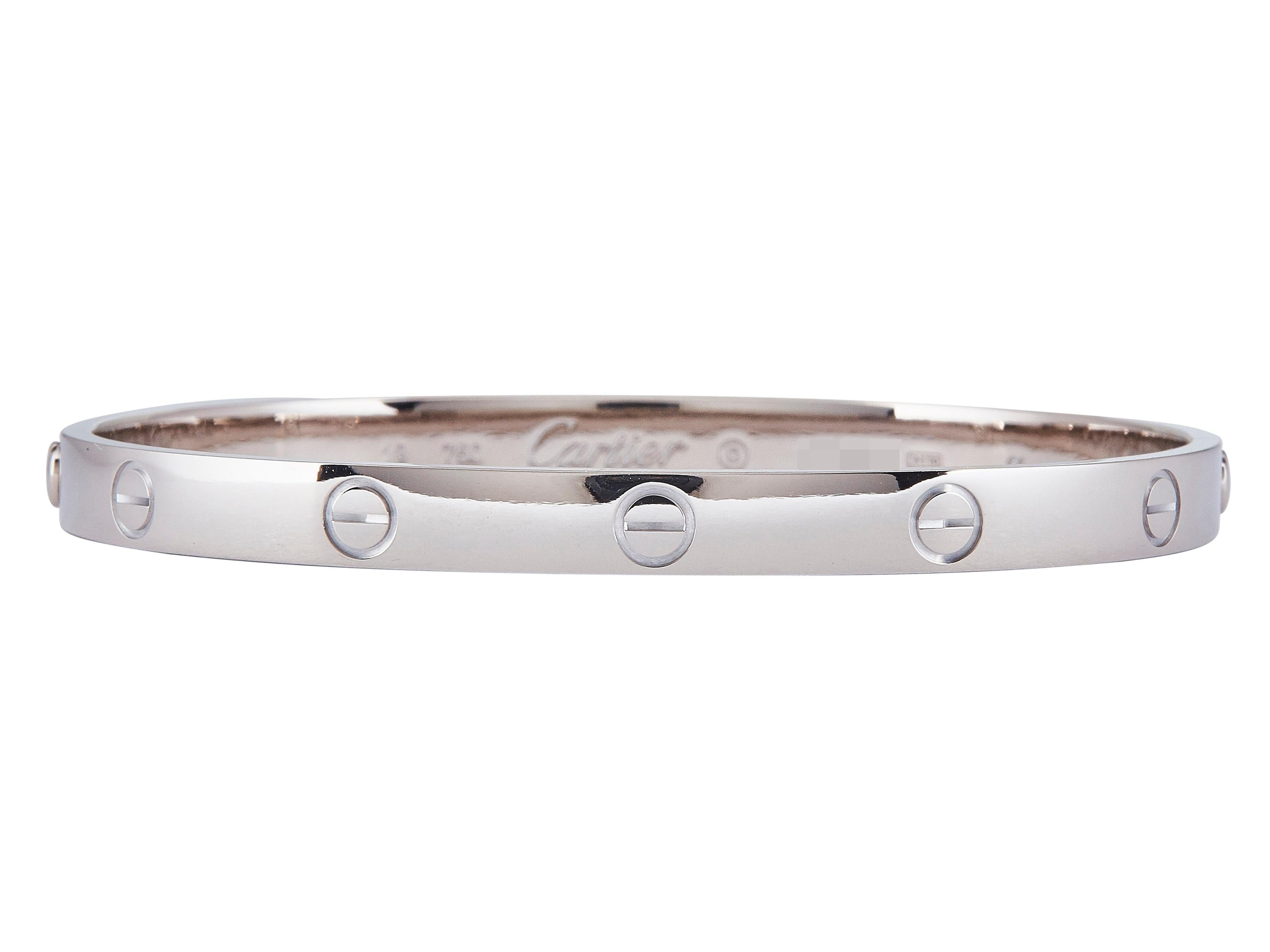 Cartier Love Bracelet 18K White Gold Classic Model Size 19 Excellent état - En vente à New York, NY