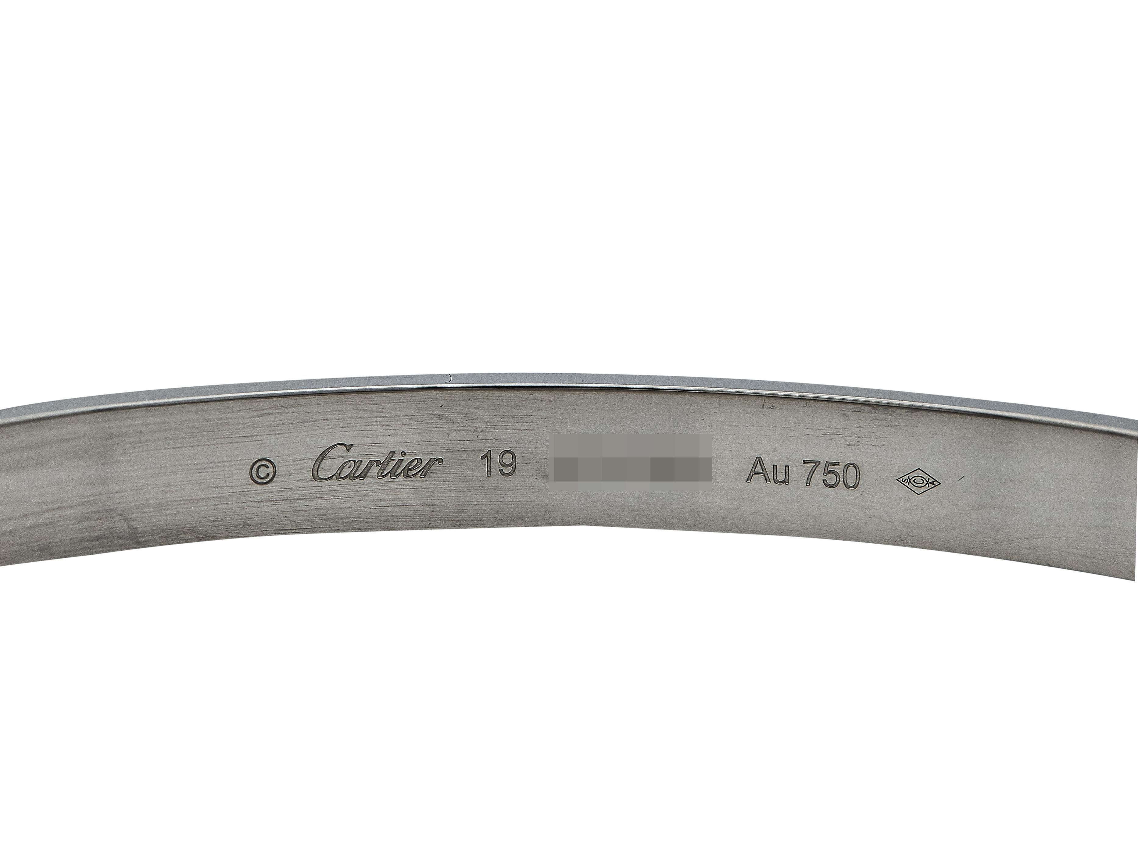 da uomo o donna Cartier Bracciale dell'Amore 18K WG Modello Classico Misura 19 in vendita