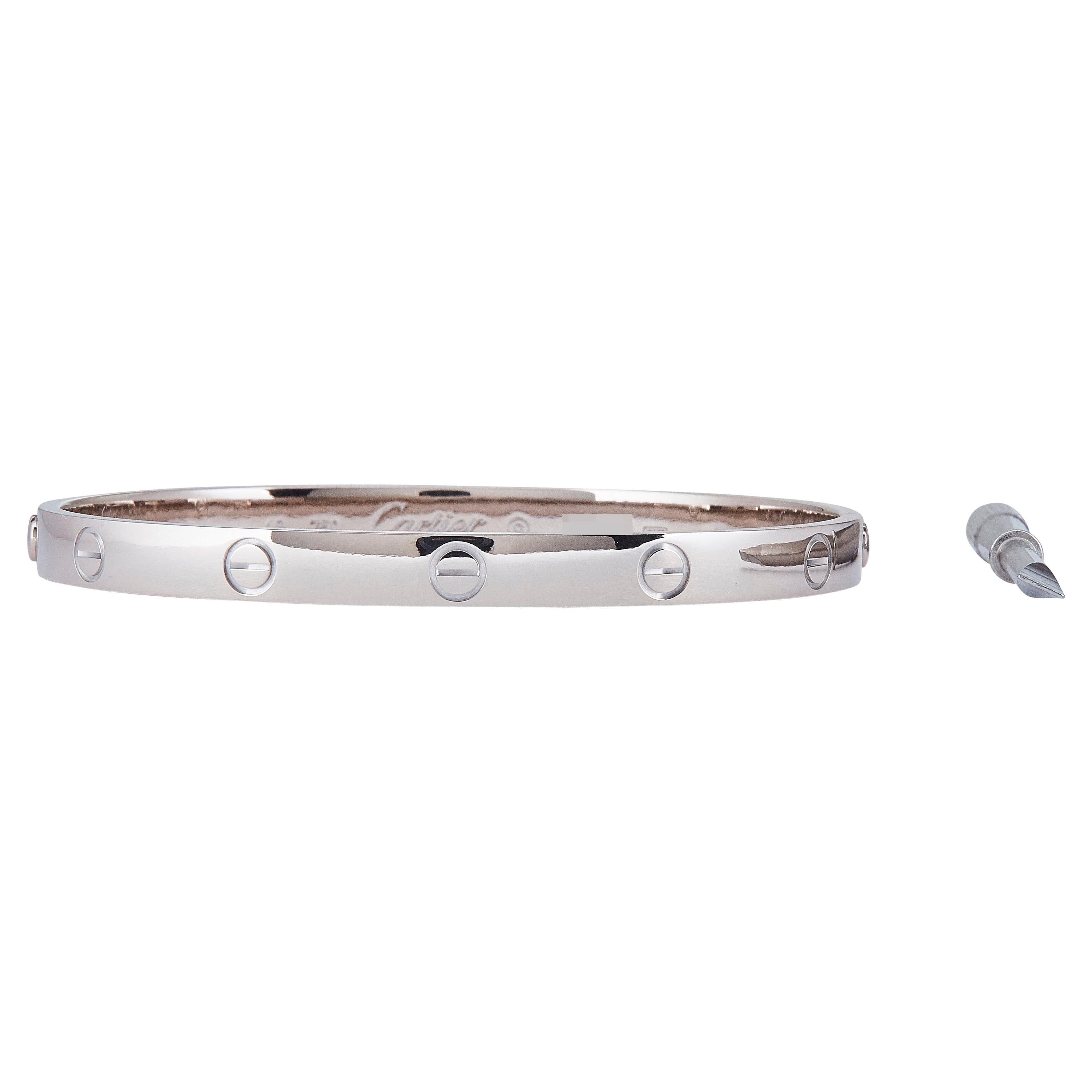 Cartier Love Bracelet 18K White Gold Classic Model Size 19