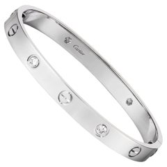 Used Cartier Love Bracelet 18K White Gold 0.42 carats 4 Brilliant Cut Diamonds Bangle