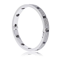 Cartier Love Bracelet 18K White Gold Ceramic With Pave Diamonds – Size 18
