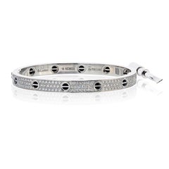Cartier Love Bracelet 18K White Gold Ceramic With Pave Diamonds – Size 19