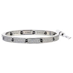 Cartier Love Bracelet 18K White Gold Ceramic With Pave Diamonds – Size 19