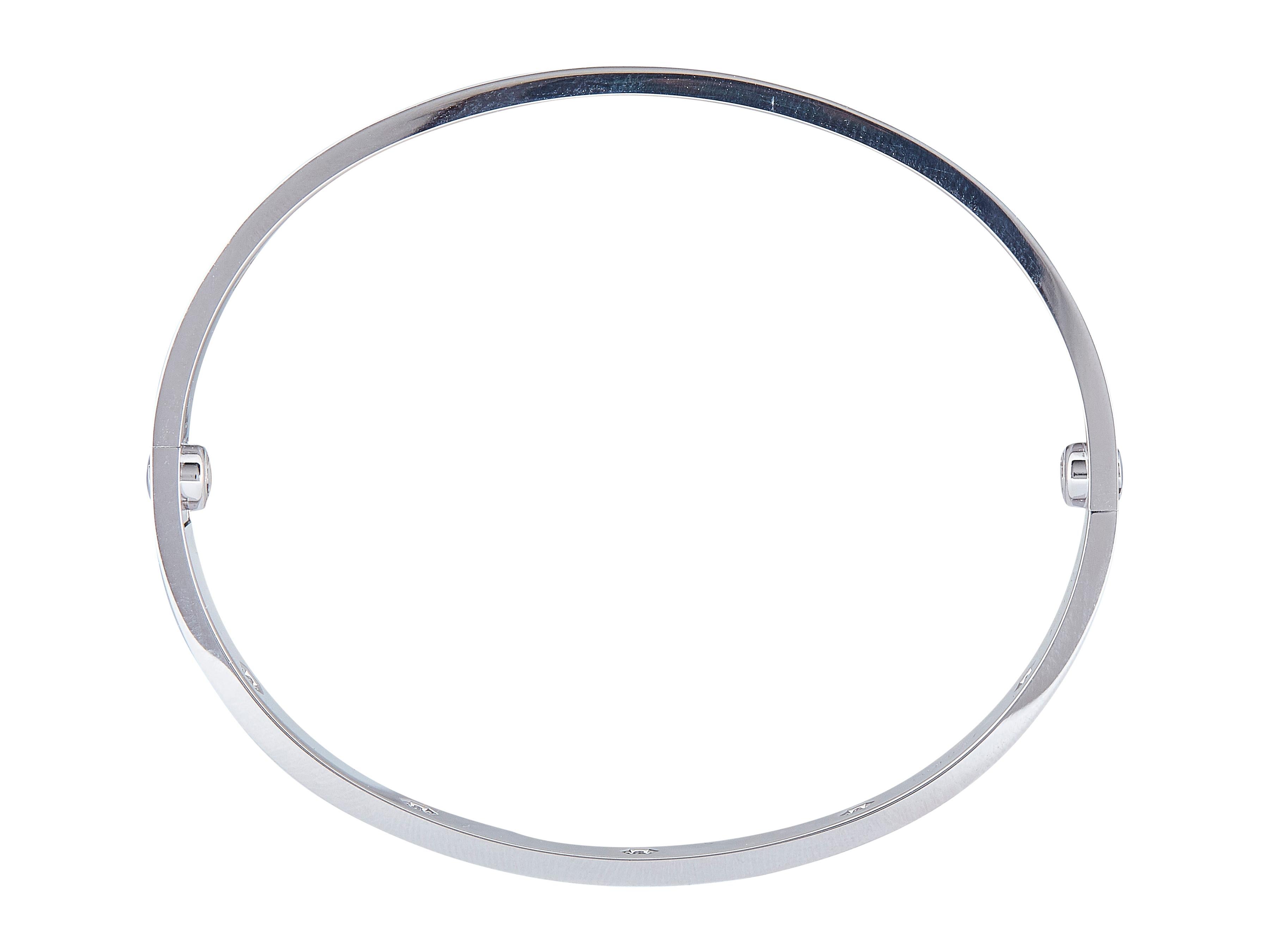 Taille ronde Bracelet Cartier Love en or blanc 18K Modèle No No 10 Diamant Taille 18 en vente