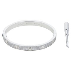 Cartier Love Bracelet 18K White Gold Classic Model Paved Size 18